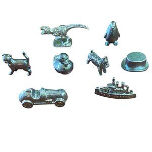 Monopoly 2016 Token 8 Items T-Rex Penguin Cat Ducky Scottie Dog Top Hat Car Ship